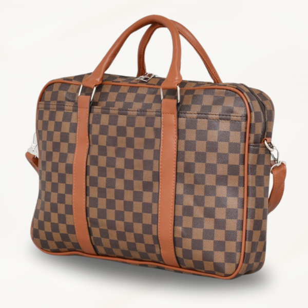 Луксозна бизнес чанта от еко кожа В987 - BROWN